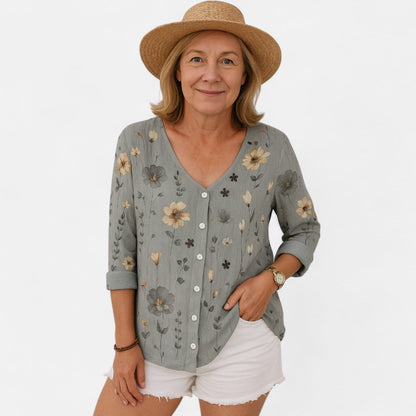 Maris | Women’s Floral Button Front Everyday Blouse