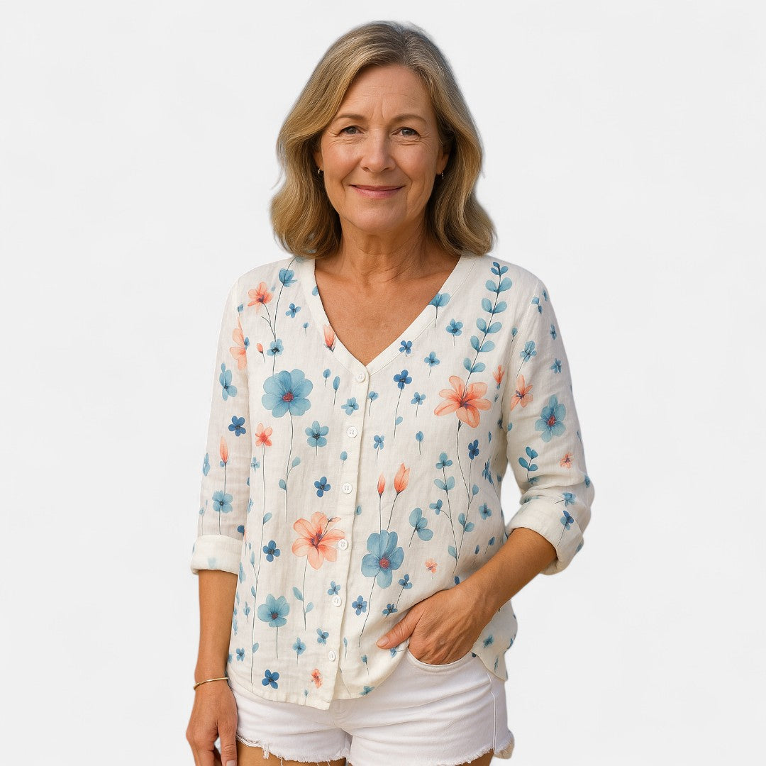 Maris | Women’s Floral Button Front Everyday Blouse
