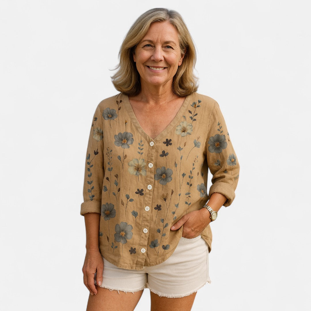Maris | Women’s Floral Button Front Everyday Blouse