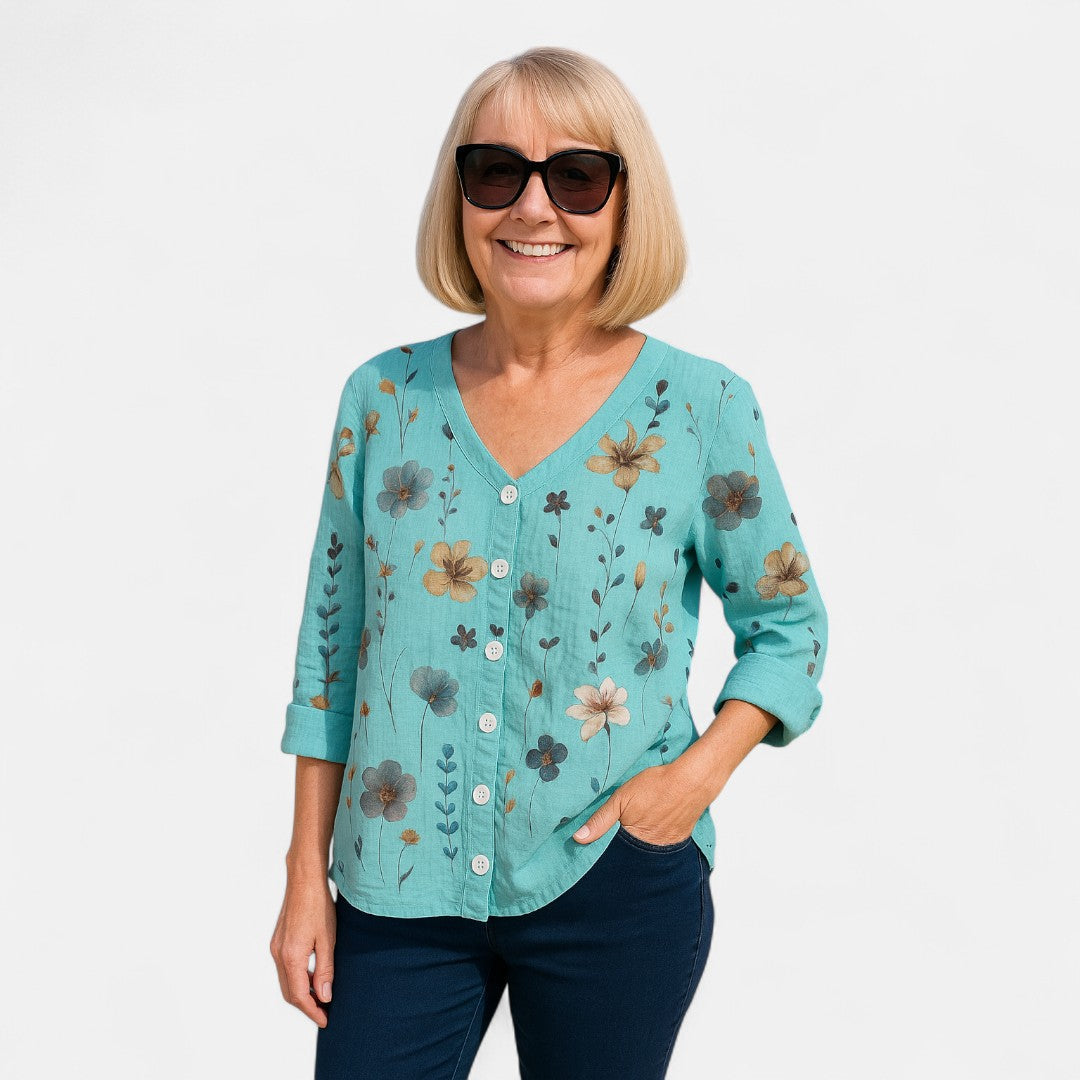 Maris | Women’s Floral Button Front Everyday Blouse