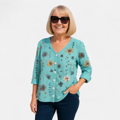 Maris | Women’s Floral Button Front Everyday Blouse