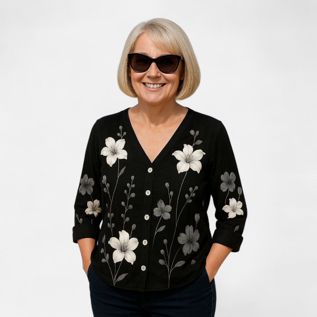 Maris | Women’s Floral Button Front Everyday Blouse