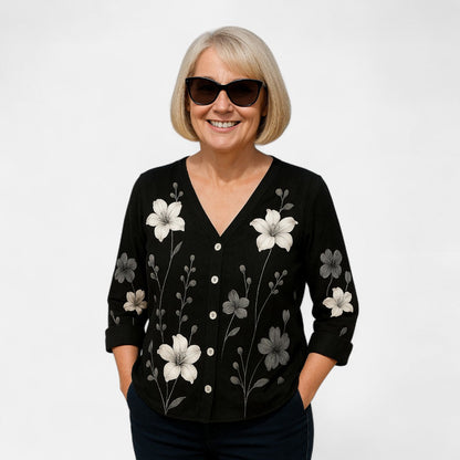 Maris | Women’s Floral Button Front Everyday Blouse