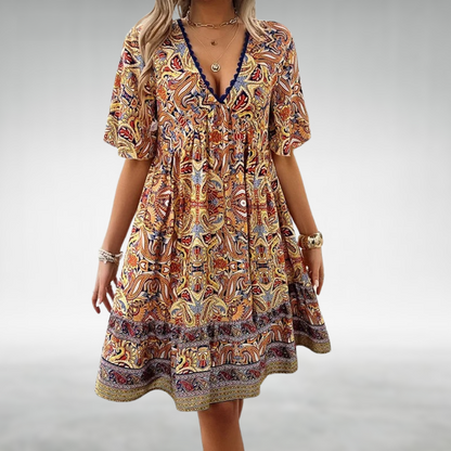 Zafrina | Women’s Bohemian Print Flowy Midi Dress