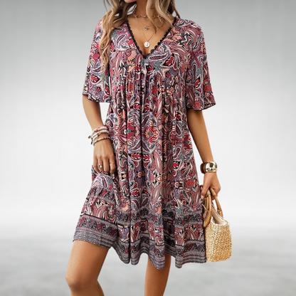 Zafrina | Women’s Bohemian Print Flowy Midi Dress