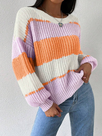 Colorblock Knit Cozy Women Sweater
