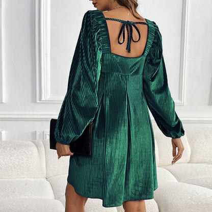 Rovelle | Women’s Pleated Square Neck Mini Dress