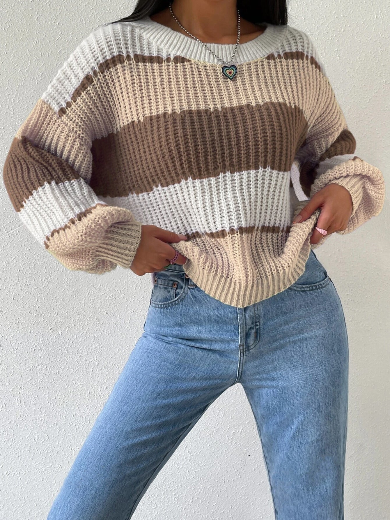 Colorblock Knit Cozy Women Sweater
