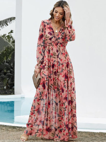Aurevya | Women’s Bohemian Lace-Detail Maxi Summer Dress