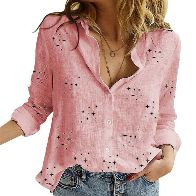 Elaris | Women’s Printed Button Front Casual Blouse
