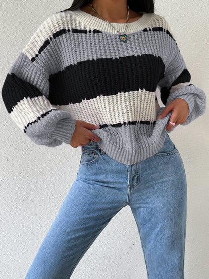 Colorblock Knit Cozy Women Sweater