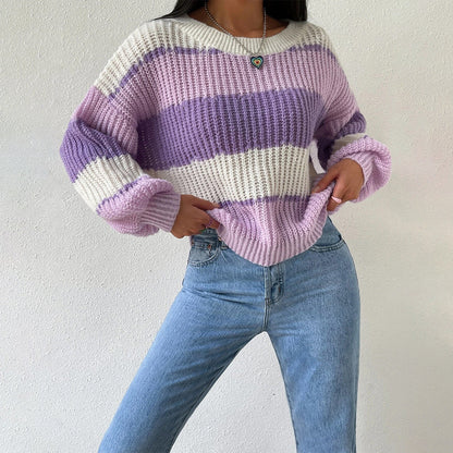 Colorblock Knit Cozy Women Sweater