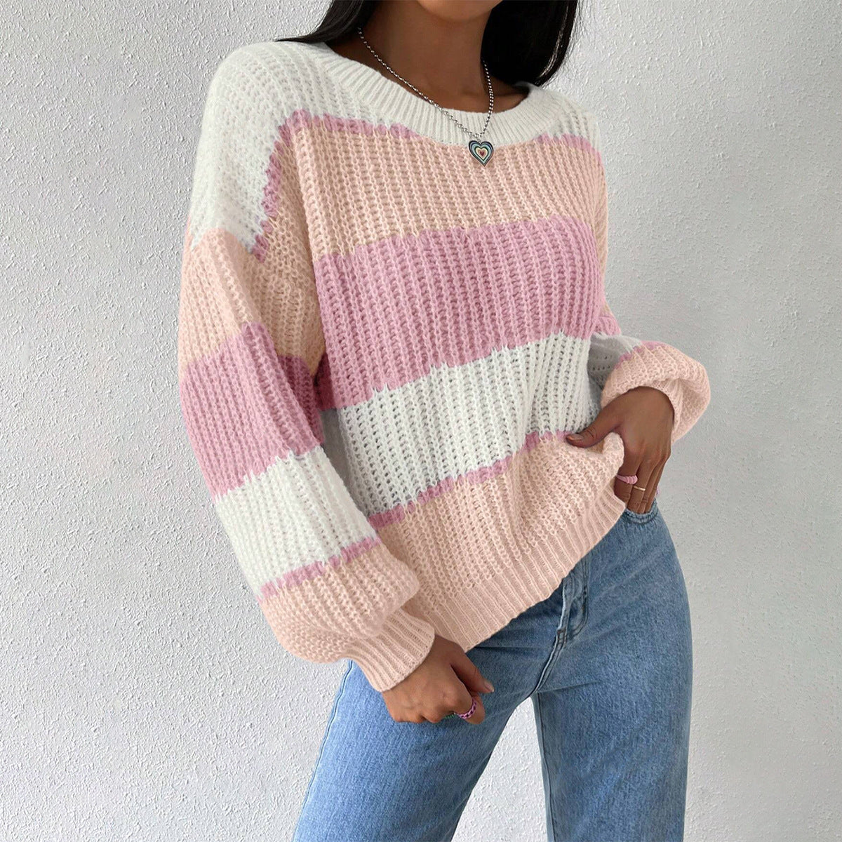 Colorblock Knit Cozy Women Sweater