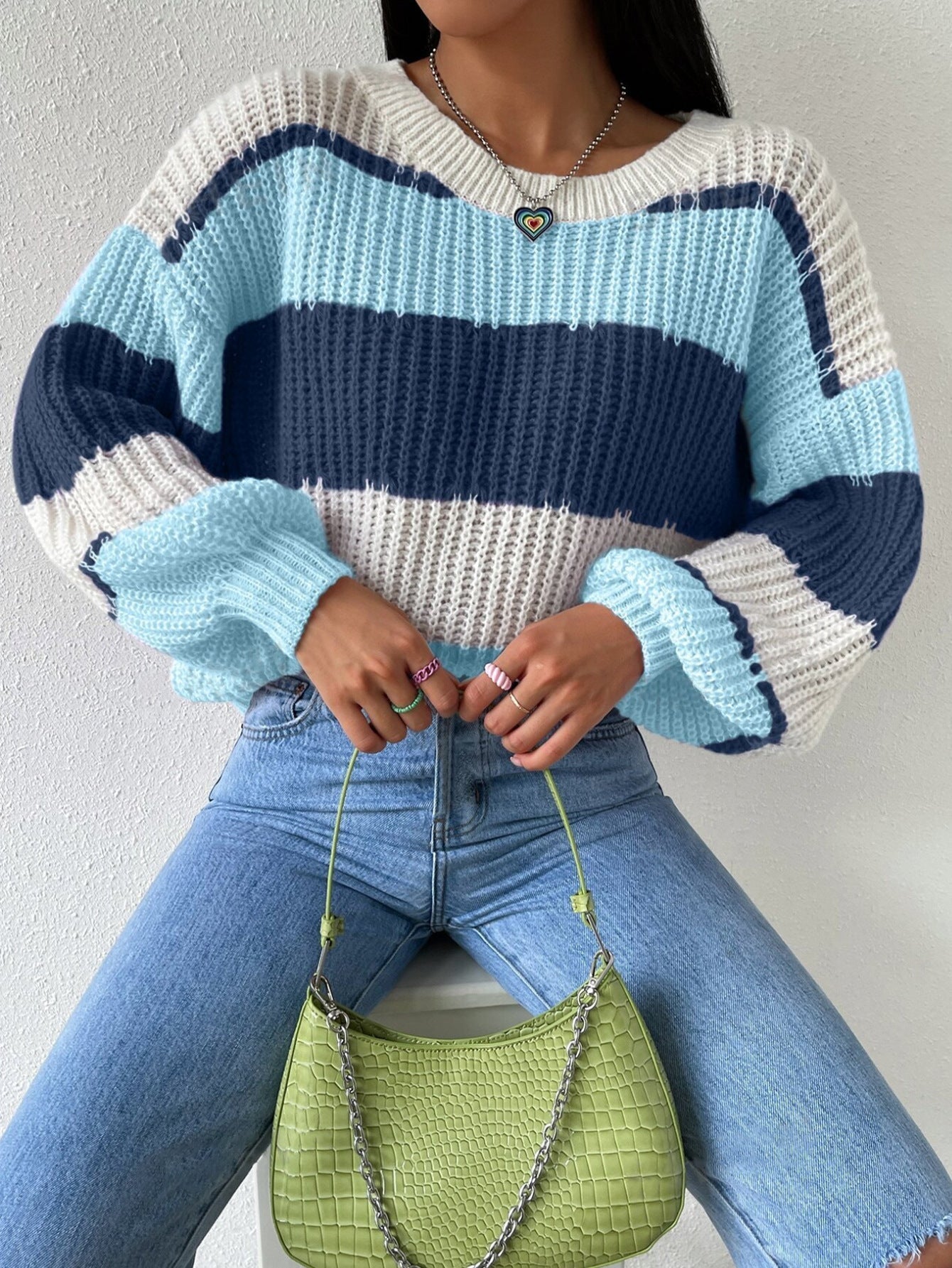 Colorblock Knit Cozy Women Sweater