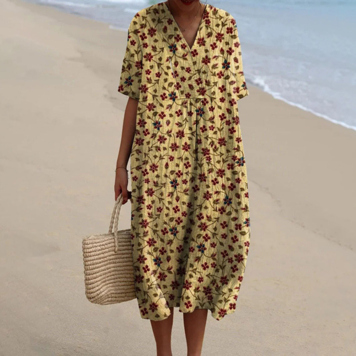 Lirien | Women’s V Neck Floral Midi Dress