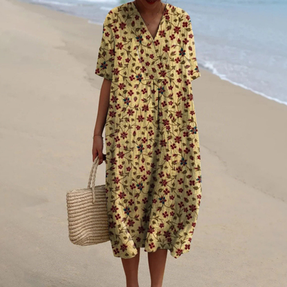 Lirien | Women’s V Neck Floral Midi Dress