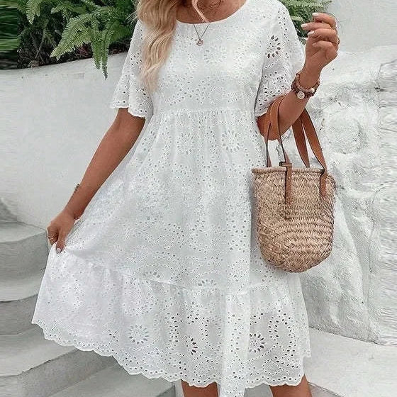Alverina | Women’s Tiered Short Sleeve Midi Dress