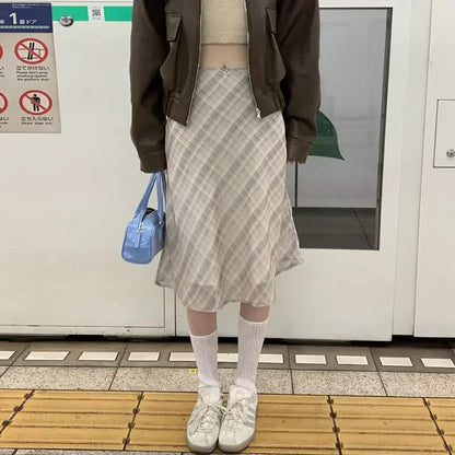 Cirella | Women’s Plaid A-Line Midi Skirt