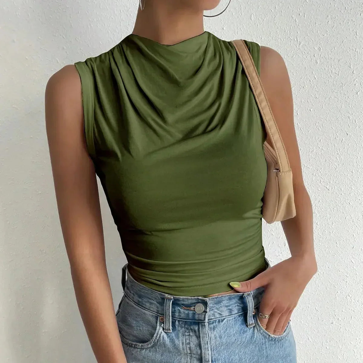 Lioren | Women’s Draped High Neck Sleeveless Top