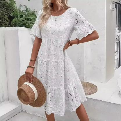 Alverina | Women’s Tiered Short Sleeve Midi Dress