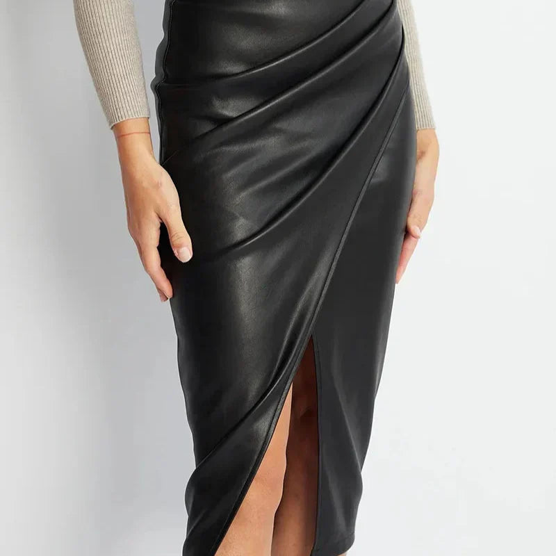 Orlisse | Women’s Draped High Waist Midi Wrap Skirt