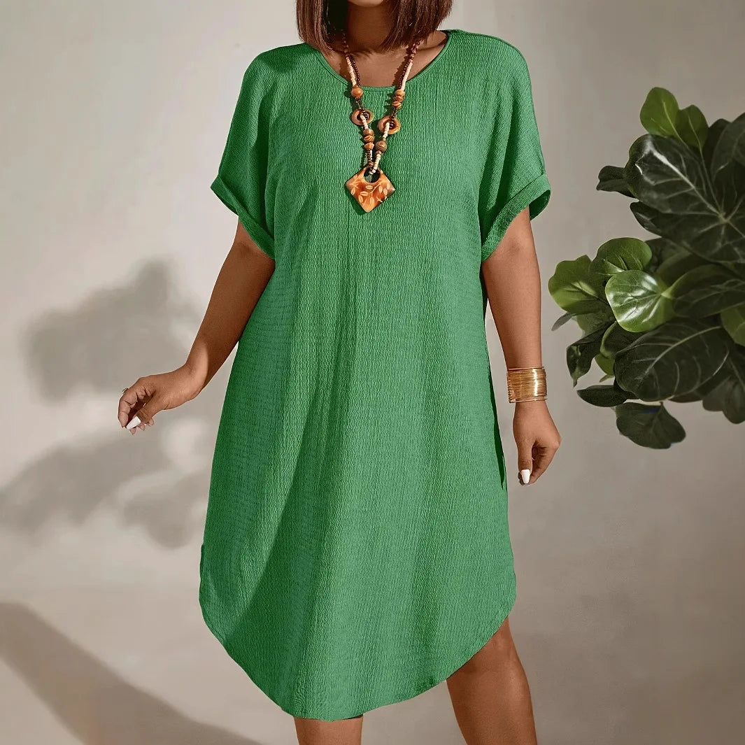 Elivara | Women’s Relaxed Short Sleeve Midi Dress