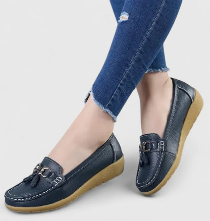 Women’s Orthopedic Slip-On Loafers with Tassel Detail