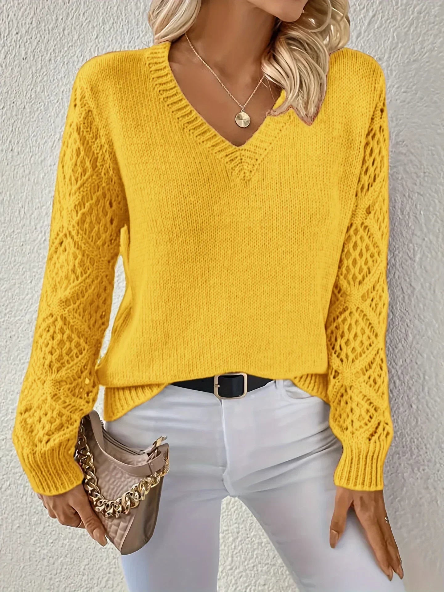 Knit V-Neck Cozy Women Sweater