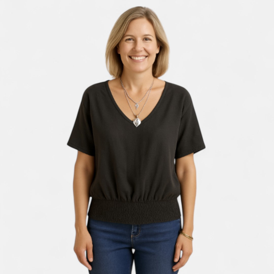 Lysanne | Women’s V-Neck Short Sleeve Relaxed Top