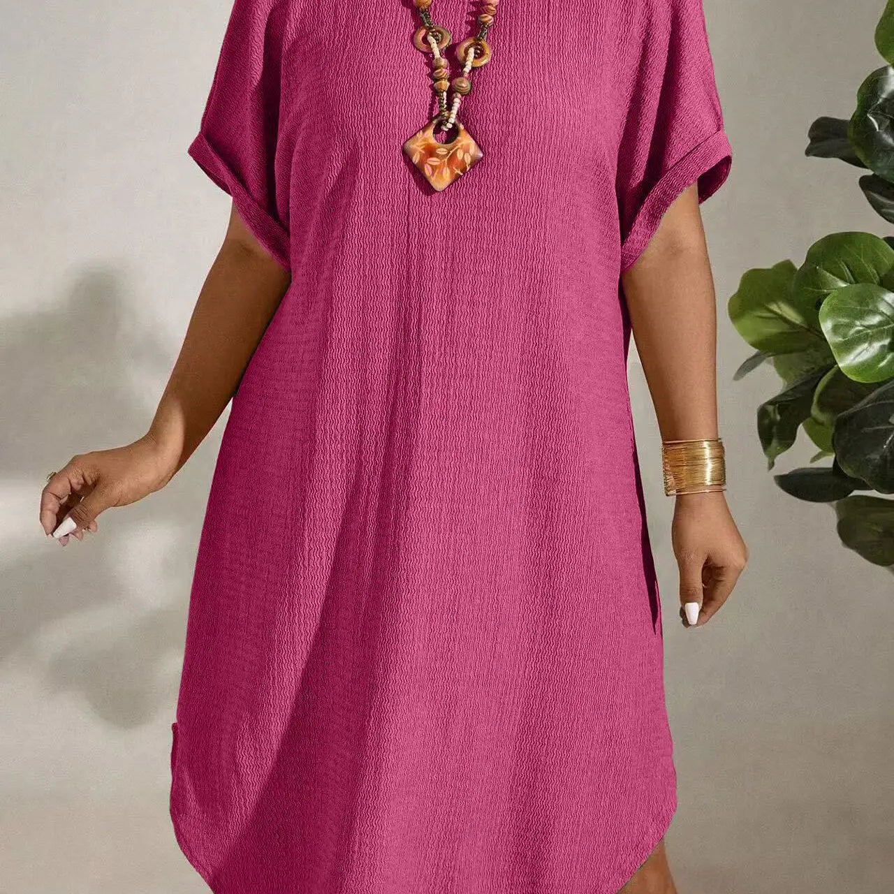 Elivara | Women’s Relaxed Short Sleeve Midi Dress