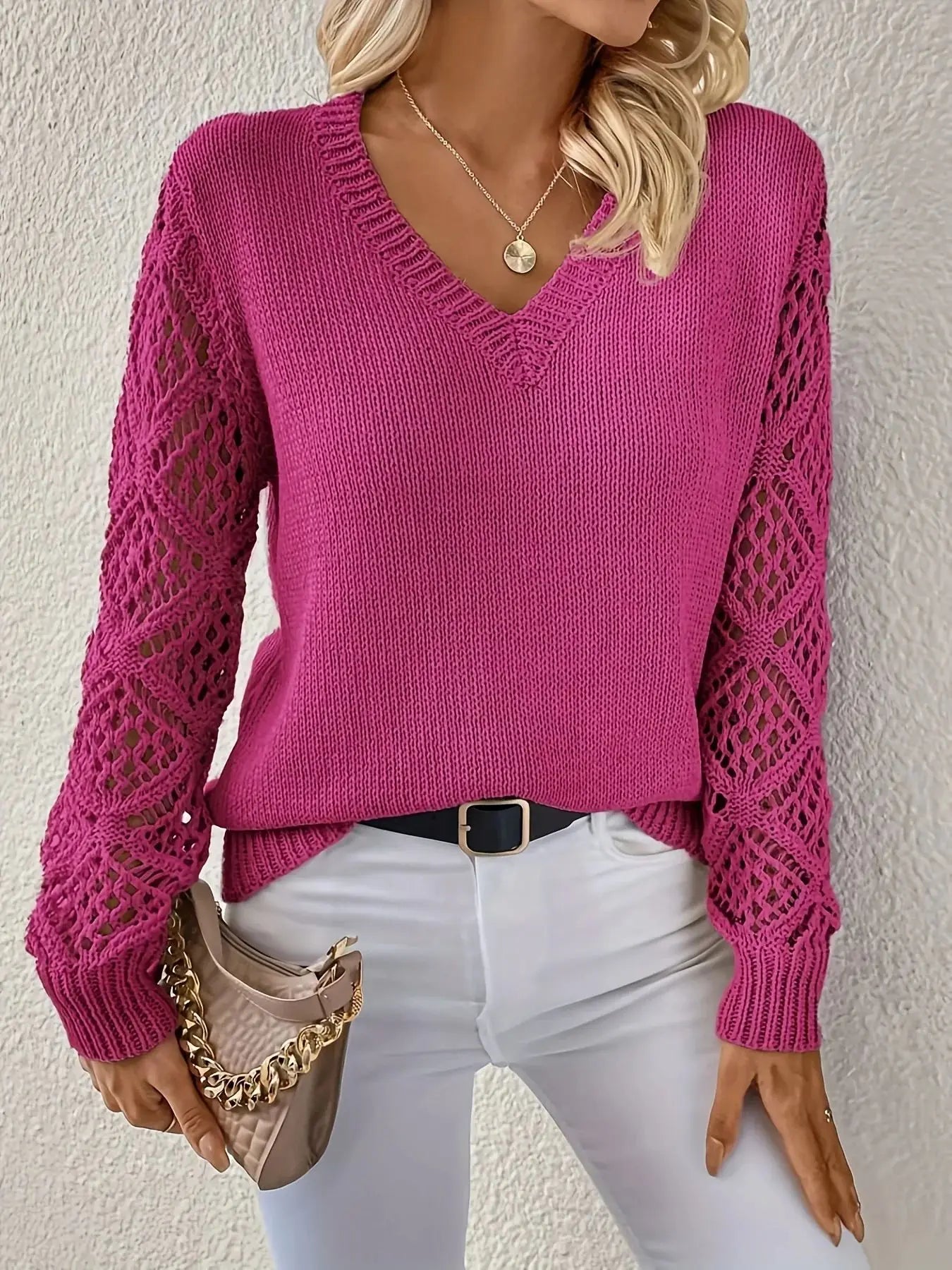Knit V-Neck Cozy Women Sweater