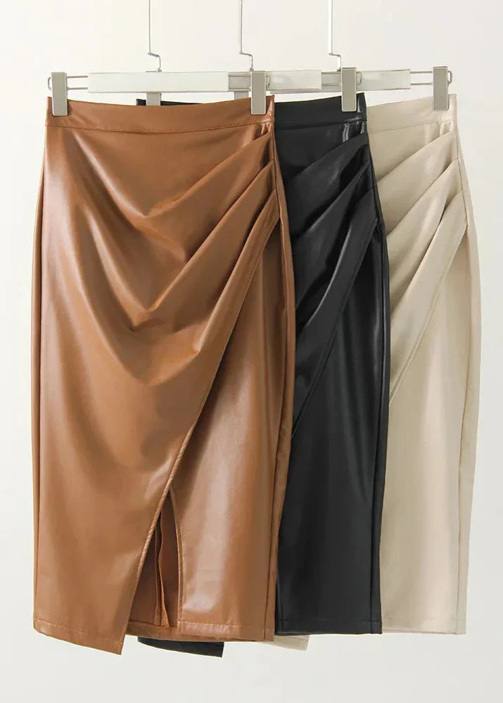 Orlisse | Women’s Draped High Waist Midi Wrap Skirt