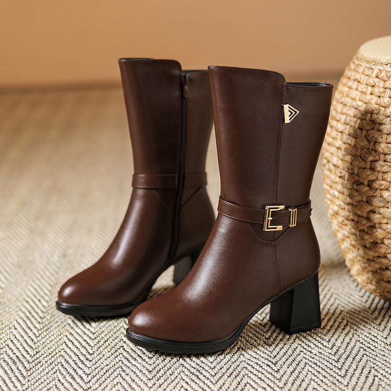Women’s Orthopedic Leather Boots – Mid-Calf Supportive Walking Boots