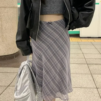 Cirella | Women’s Plaid A-Line Midi Skirt