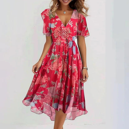 Zerivana | Women’s Floral V-Neck Summer Dress