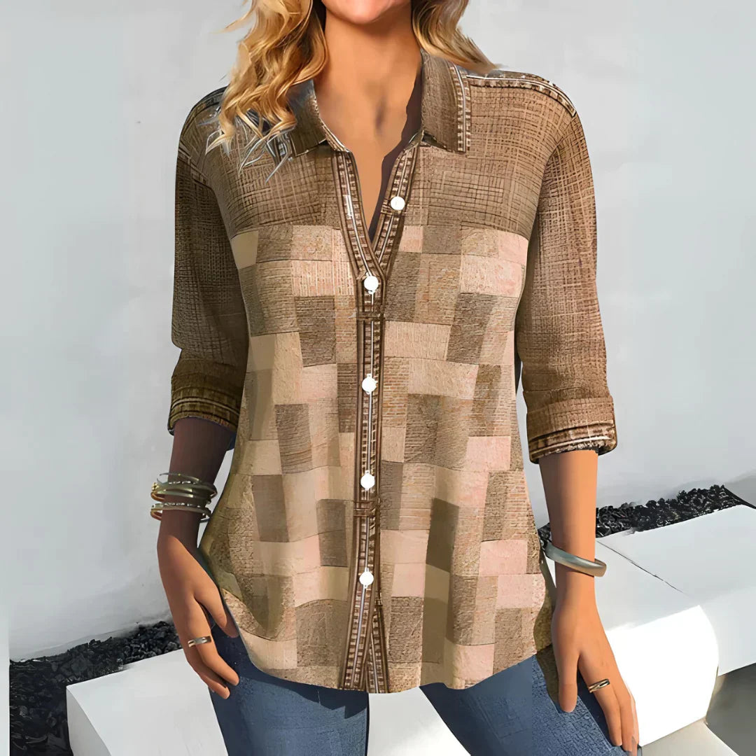 Women’s Button-Up Shirt – Long Sleeve Relaxed Fit Top