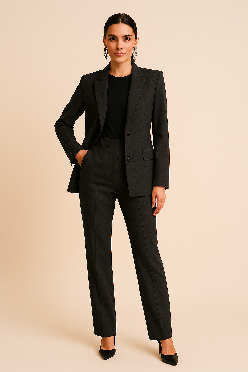 Women’s Elegant Evening Set – Tailored Blazer and Tapered Pants