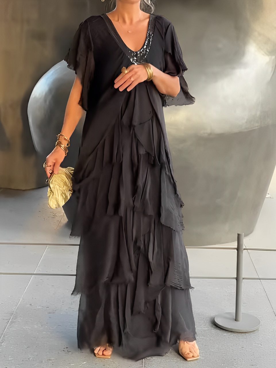 Elowen | Women’s Long Sleeve Ruffle Dress