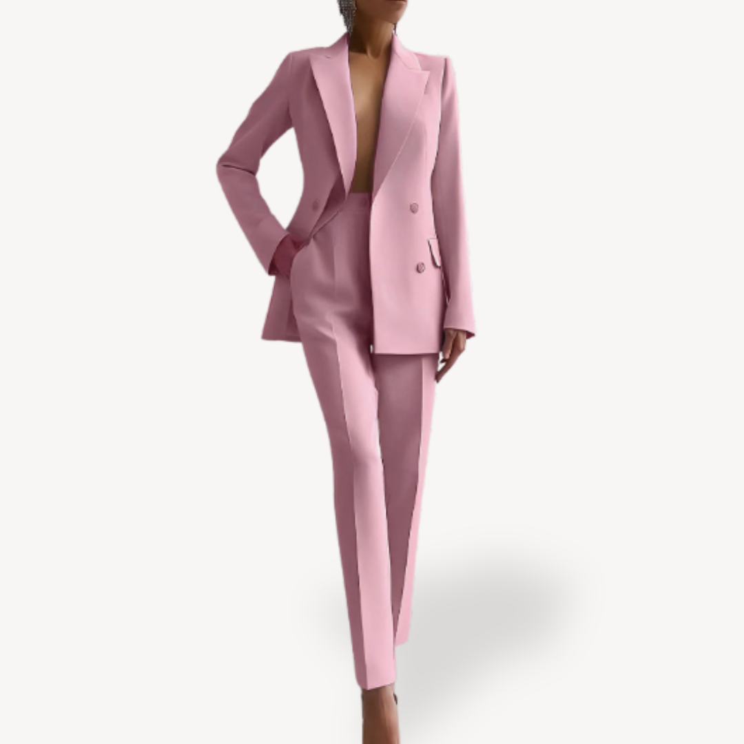 Women’s Elegant Evening Set – Double Breasted Blazer and Tapered Pants