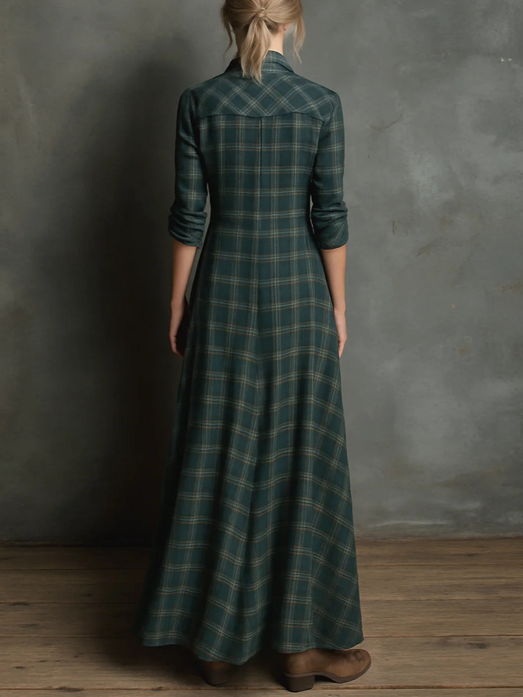 Therenne | Women’s Plaid Shirt Maxi Dress