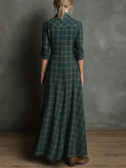 Therenne | Women’s Plaid Shirt Maxi Dress