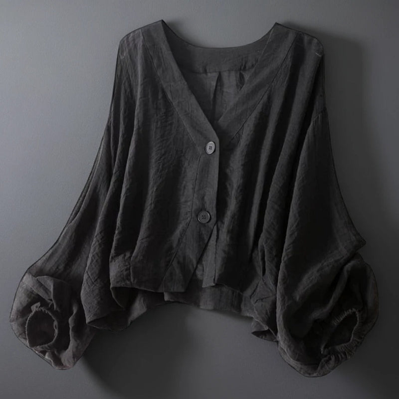 Avery | Relaxed V-Neck Summer Button Top