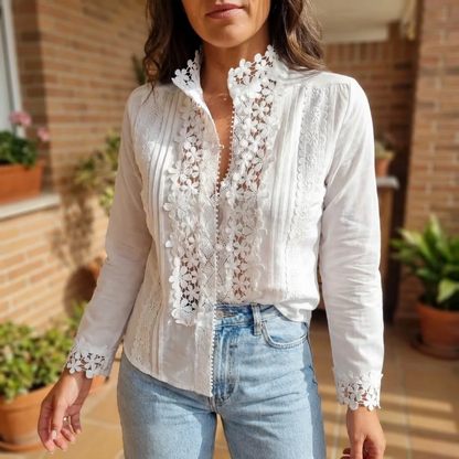 Sofia | Women’s Lace Panel Elegant Blouse