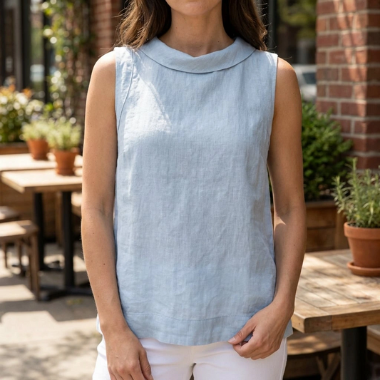Aveline | Women’s Minimalist Sleeveless Collar Blouse