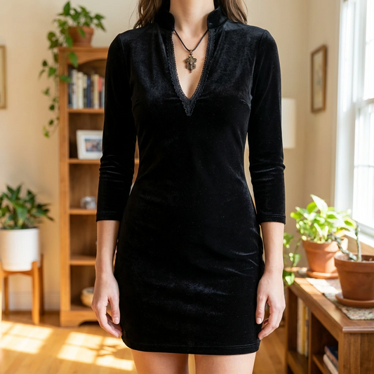 Zyvelle | Women’s Velvet Deep-V Elegant Mini Dress