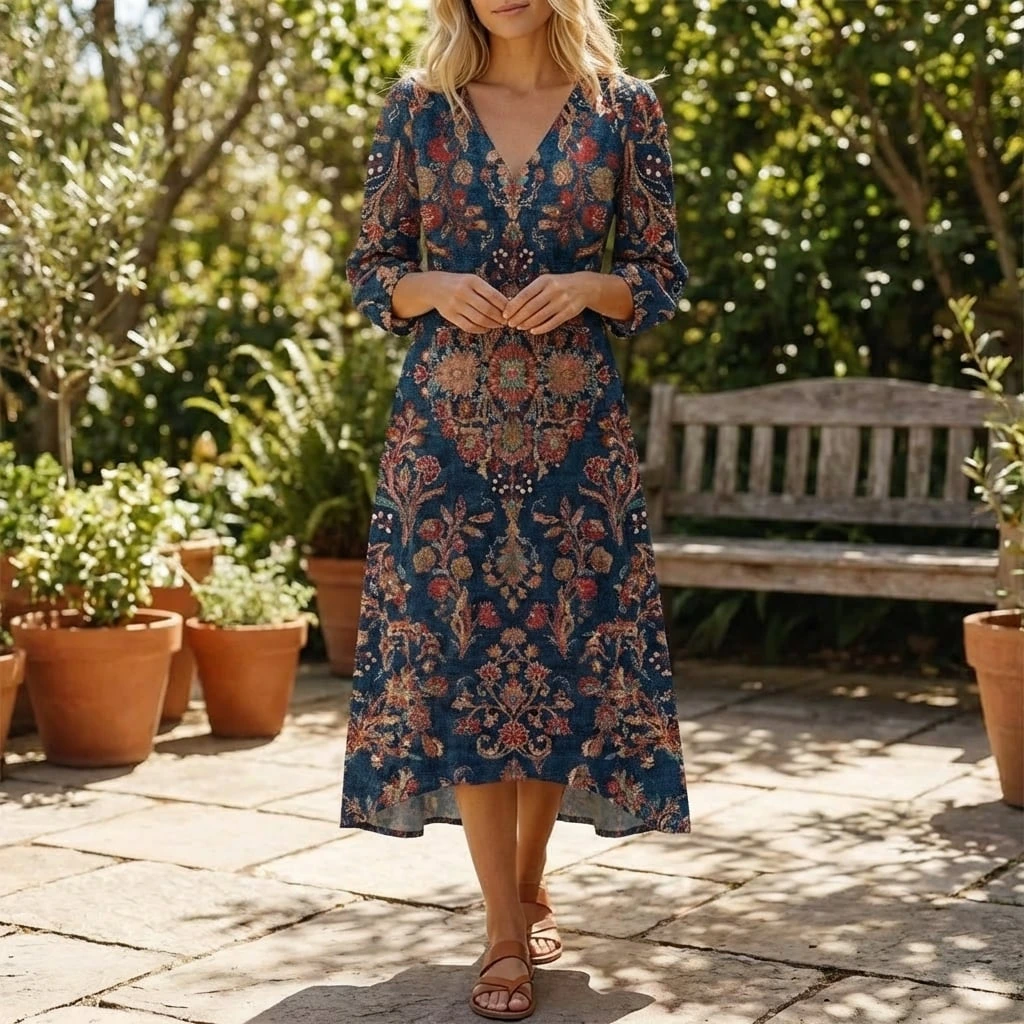 Velmira | Women’s Vintage Bohemian Midi Dress