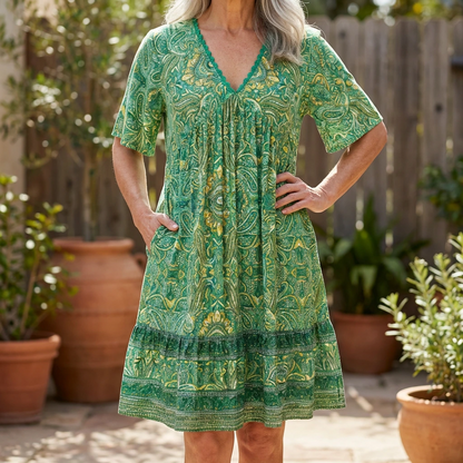 Zafrina | Women’s Bohemian Print Flowy Midi Dress