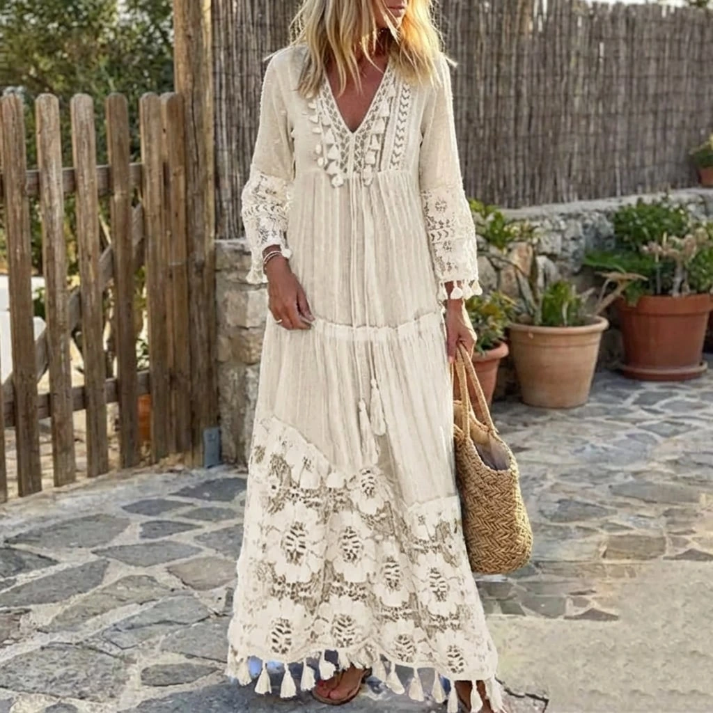 Yarisse | Women’s Tassel Detail Boho Maxi Dress