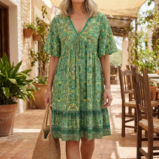 Zafrina | Women’s Bohemian Print Flowy Midi Dress