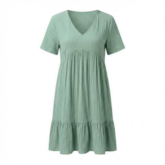 V-Neck Tiered Mini Dress